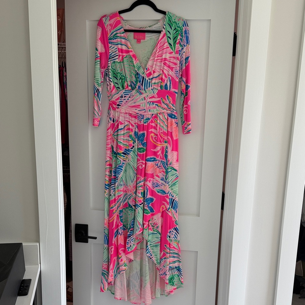 Lilly Pulitzer Pink Multicolor Tropical tiered maxi